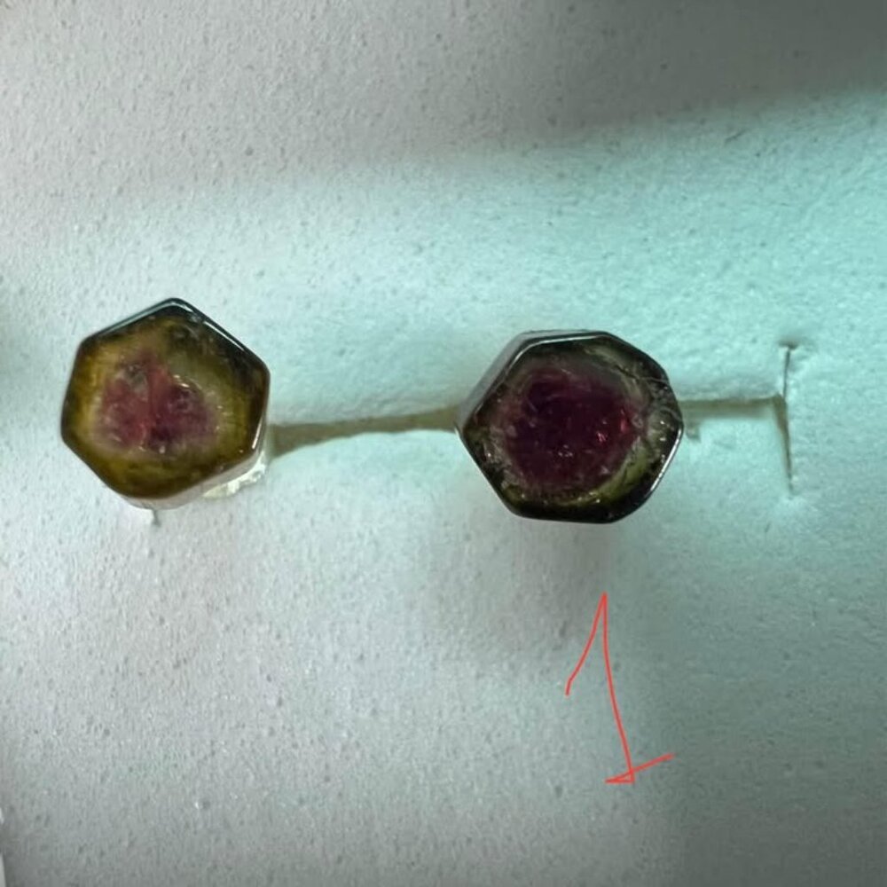 Watermelon tourmaline silver earrings